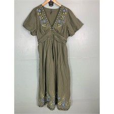 Anthropologie Katerina Embroidered Green Sundress XL
