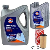 MotoröL Set Gulf Max Ultra Plus 10W-40 8 Liter + ÖLfilter FüR Opel Renault 2.5