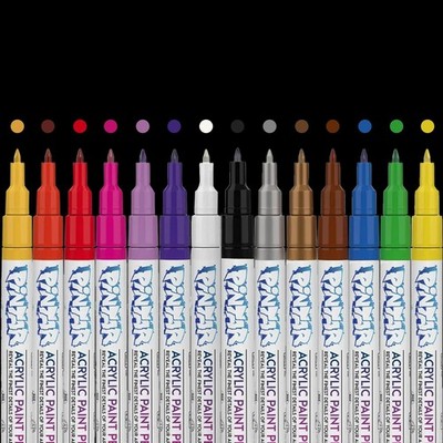 14 Pack | Acrylic Paint Markers Extra Fine Tip | Rock Painting, Wood, Glass,
