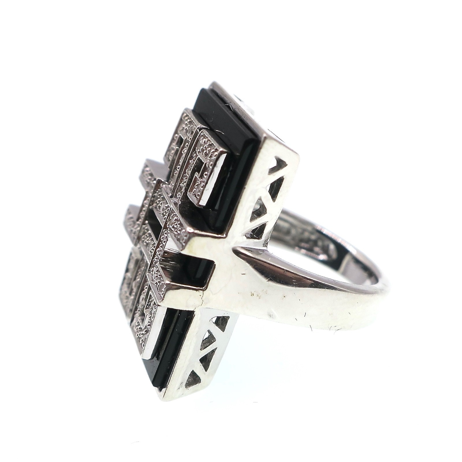 Sterling Silver Affinity Diamond Onyx Ring, Finge… - image 5