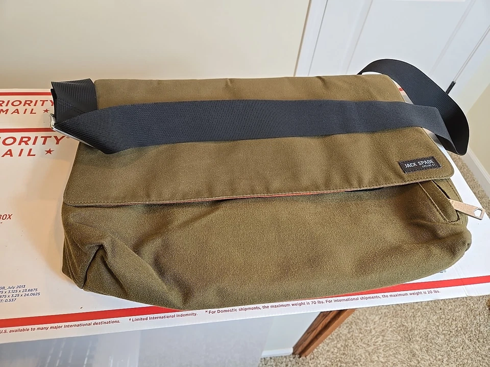 Jack Spade Greene St Messenger Bag Brown Canvas Travel Laptop Crossbody - Image 2 of 4