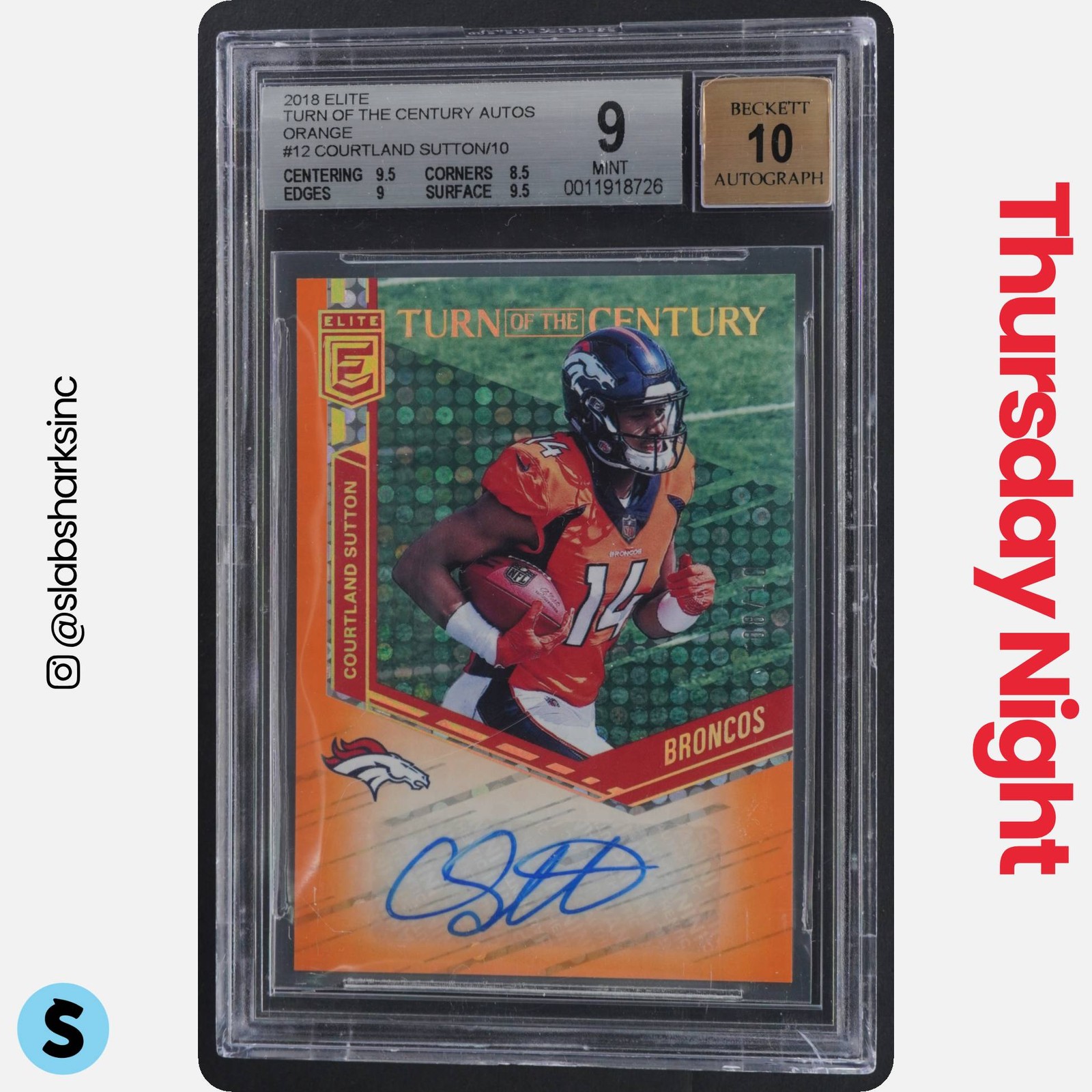Courtland Sutton Panini Donruss Elite Turn of the Century Autograph #CS Orange