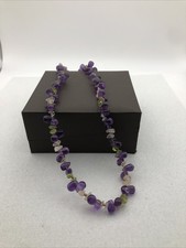 Claude Dasque 925 Amethyst Necklace Peridot Quartz Beads Jewellery Gift Sterling