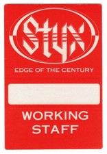 Styx Edge Of The Century Tour 1990. Red Cloth Working Staff Backstage Pass. OTTO