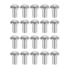 200Pcs Brazier Head Rivets, M6 x 12mm Aluminum Solid Rivets, Silver Tone