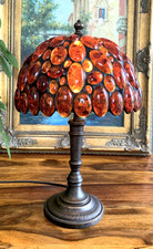 Bernstein Tischlampe Bernsteinlampe AURUM Edelstein Lampe Tiffany Art Kunst Deko