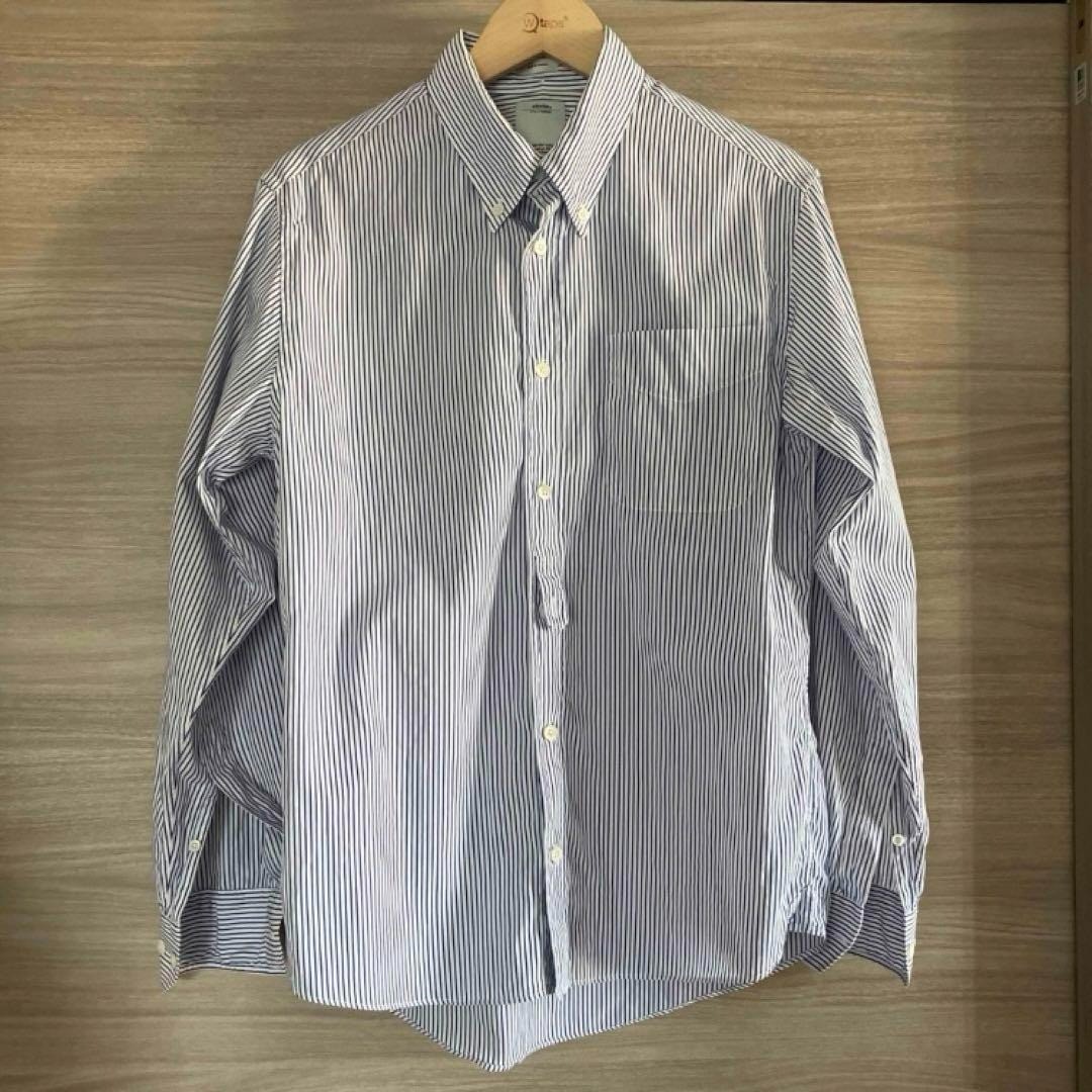 VISVIM Long Sleeve Striped Button-Down Shirt, Blu… - image 1