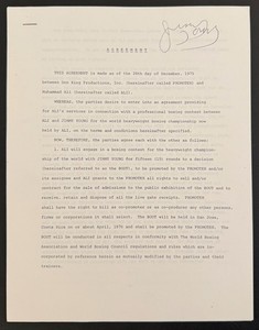 JIMMY YOUNG Autographed Contract Top Heavyweight Fought Muhammad Ali Died 2005