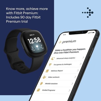 Fitbit Versa 3 Wristband Activity Tracker - Black (FB511BKBK) for