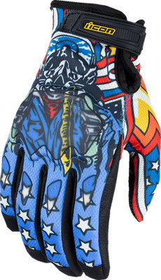 Icon Hooligan CE Flyboy Gloves Blue 3XL Ax Laredo Mesh 3301-4714