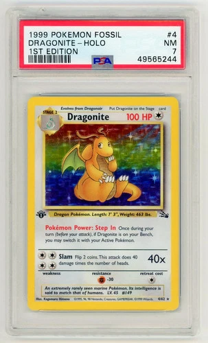 Dragonite 1999 Pokemon Fossil 1st Edition PSA 7 #4