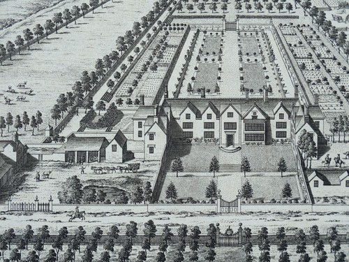 Antique Print MAUGERSBURY MANOR Nr Stow Gloucestershire Original KIP Atkyns 1768 - Picture 2 of 3