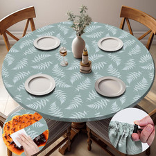 Fitted Round Tablecloth Wipe Clean Table Cloth Vinyl Inside Outside Circle Cover