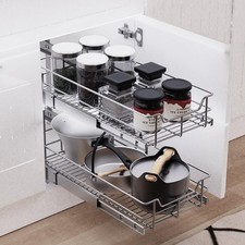 1/2 Tier Pull Out Cabinet Organizer Chrome He...