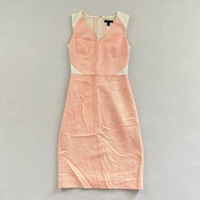 J. Crew Orange Cream Tweed Eyelet Sleeveless V-Neck Sheath Pencil Lined Dress 00