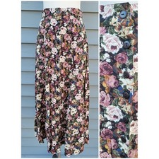 Express Vintage Floral Maxi Skirt Button Front High Waist Rayon Size M