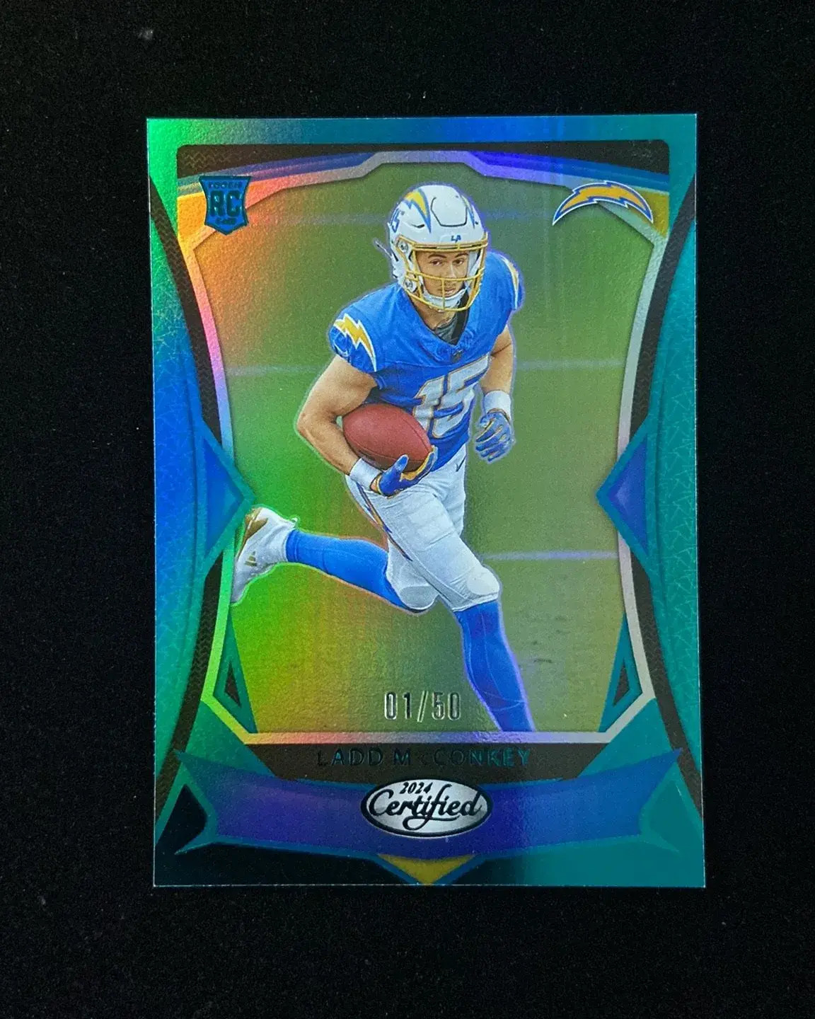 2024 Panini Certified Ladd McConkey #125 RC Teal Mirror 1/50 Chargers GL12