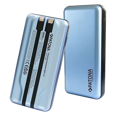 Powerbank PD 65W 20000mAh 2 integrierten Ladekabel Kabel USB C Tablet Smartphone