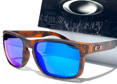 NEW Oakley HOLBROOK Matte Tortoise POLARIZED Galaxy Blue Mirror Sunglass 9102