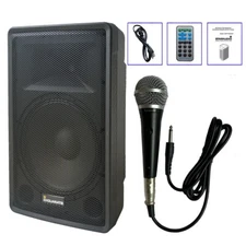 15" Powered Active PA Speaker TWS Bluetooth Audio Speaker W/ Metal Dynamic Mic