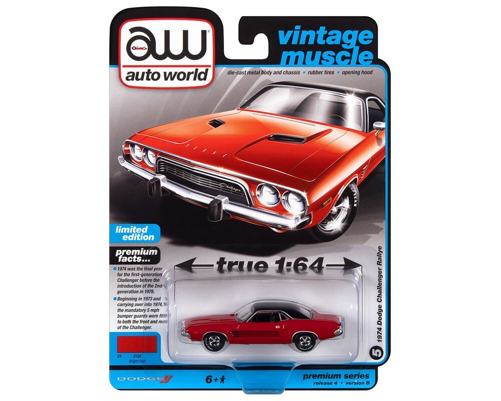 Auto World 1:64 - 1974 Dodge Challenger Rallye (Bright Red