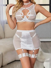 Women Sexy Lingerie Lace Sheer Babydoll Mini Skirt Underwear Nightwear Sleepwear