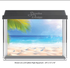 Tropical Palm Beach Sand Polyester Fish Tank Glass Backdrop Aquarium Background