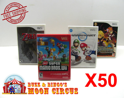 50X NINTENDO Wii CIB GAME - CLEAR PLASTIC PROTECTIVE BOX PROTECTORS SLEEVE CASE