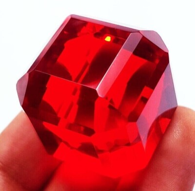 100 Ct + Cube Cut Natural EGL Certified Brazilian Red Color Topaz Loose Gemstone