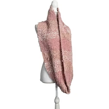 INC Blush Pink Chenille Eyelash Chunky Knit infinity Metallic Scarf $35 #MQ19