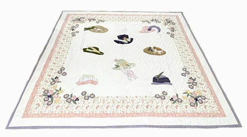 Vintage Hand Stitched Limited Edition Folk Art Ladies Hats Appliqué QUEEN Quilt