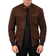 Sven Mocha Suede Bomber Jacket All Size Available