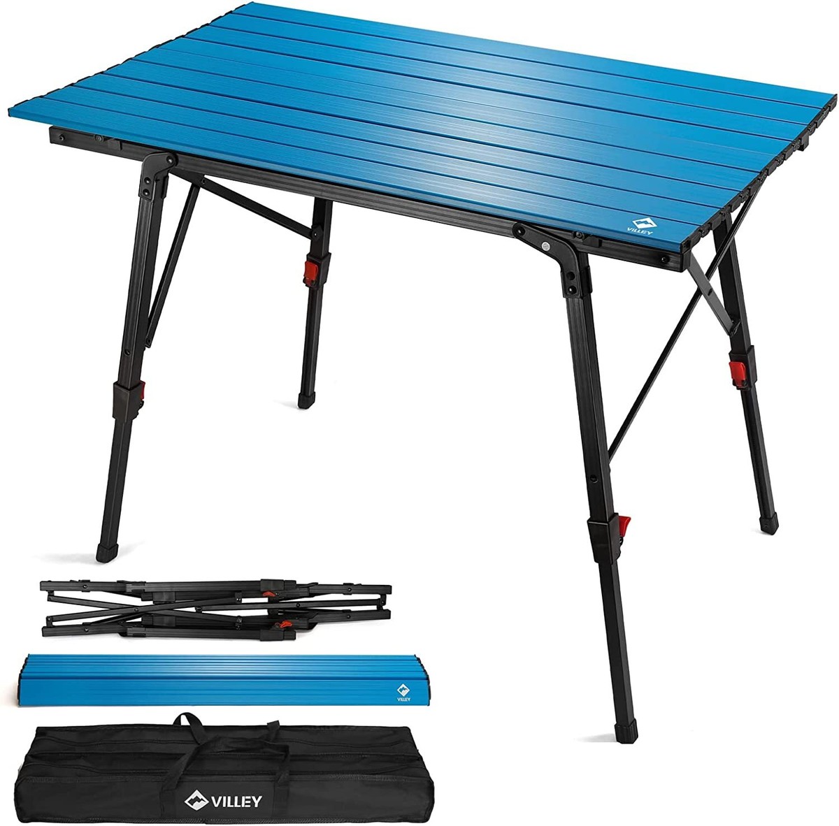 Table De Camping VILLEY - Aluminium Pliante - Légère Et Portable - Dorée - 90x51x60cm