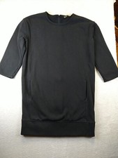 Athleta Cozy Karma Back Zip Sweatshirt Dress Women's Small Black athleisure dre