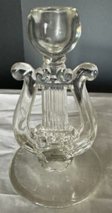 Vintage Paden City Glass Co Clear Lyre Harp Candle Holder 6" Music Collectible