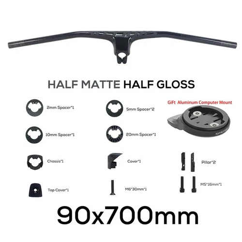 -20° Manillar Integrado de Fibra de Carbono Completa Bicicleta MTB 70/80/90/100mm*680-740mm - Imagen 17 de 44