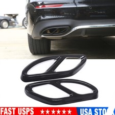 2Pc Black Exhaust Pipe Tip Cover For Mercedes Benz A B C E Class CLA GLC GLE GLS