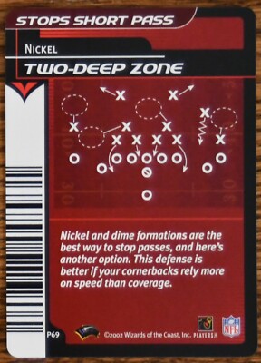 2002 NFL Showdown Plays #P69 #69 Two-Deep Zone Stops Short Pass Nickel