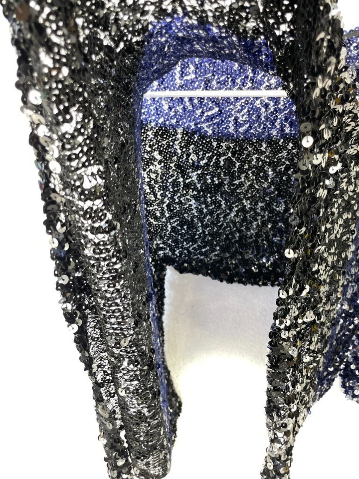 Poncho para mujer Sonia Rykiel negro azul marino tejido lentejuelas capa hecho en Francia $1,480 Foto 4 de 4