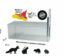 Gabbia Trappola per animali: gatto, volpe, nutria, marmotta. Mis. cm82 x36 x 39h