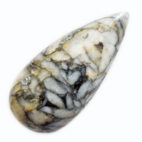 Cabochon Poire Noir Naturel Septarian 53mm X 50mm - Pierre Précieuse Non Traitée 108.80 Carats