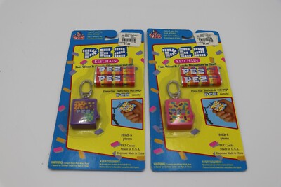 Lot Of 2 1994 Dream Castle Pez Keychains MOC NEW Pink Purple