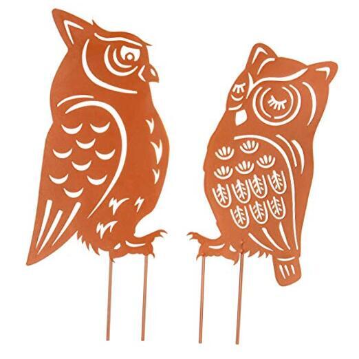 Metal Animal Yard Decor - Owl Shaped Garden Art for Outside Garden, Owl