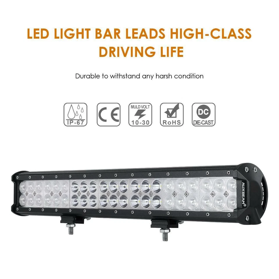 Combo de barra de luz LED de tres filas AUXBEAM 20" lámpara de haz para camioneta Chevrolet Silverado Foto 2 de 4