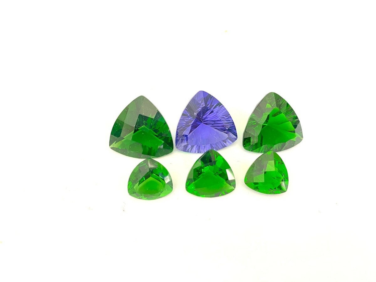 Mt St Helens Green/Tanzanite Helenite Trillion Cut Loose Stones
