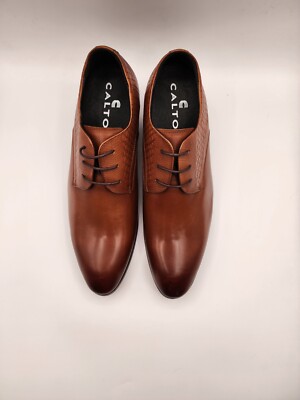 CALTO Size 12 w/ 3 Inches Elevator Height Increase Light Tan Sharp Toe Lace Up