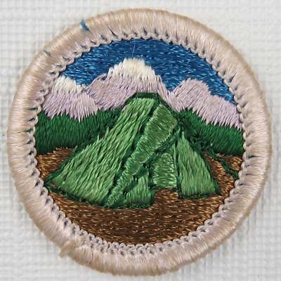Camping (Silver) Current Plastic Back Merit Badge [MB-119]