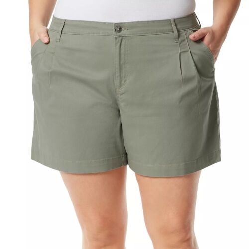 Gloria Vanderbilt Womens Green Pleated Pocket Chino Style Shorts Plus Sz 18W NWT - 第 1/9 張圖片