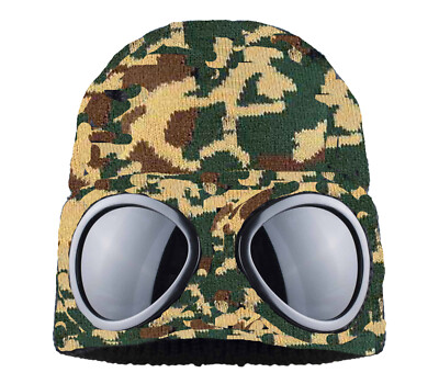 Goggle Beanie Hat - unisex, one size fits most, Green Camo | eBay