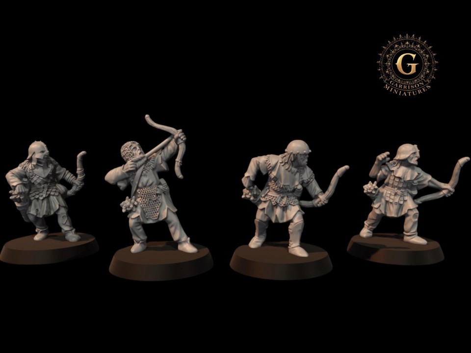 4 Archers Orcs - Figurines 28mm Pour LoTR/MESBG, Wargames - Non Peintes (Garrison Miniatures)